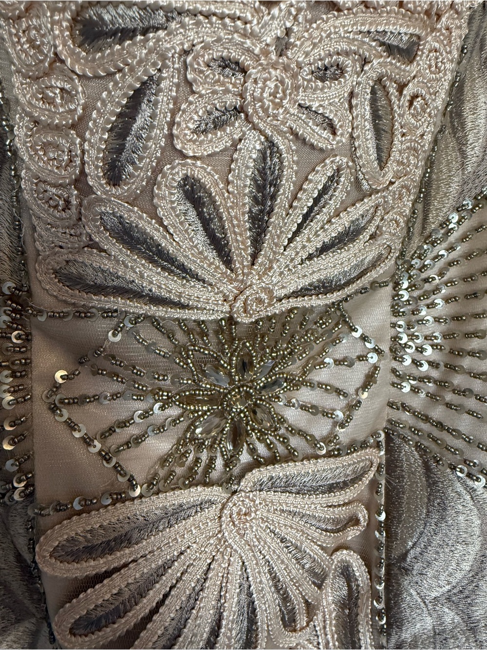 Sue Wong Nocturne Nude Tan Beaded Dress Size 6 - Picture 4 of 9